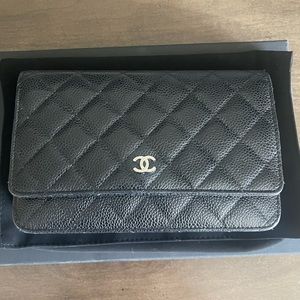 Chanel WOC Black Caviar SHW 2020 wallet on chain